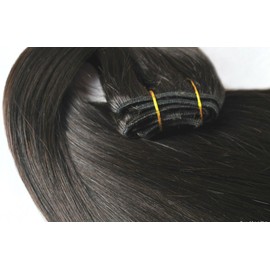 TRESSMATCH 20"-22" Remy Human Hair Clip in Extensions Dark Brown (Color #2) Thick to Ends Full Head [set weight: 5.4oz/160grams] …