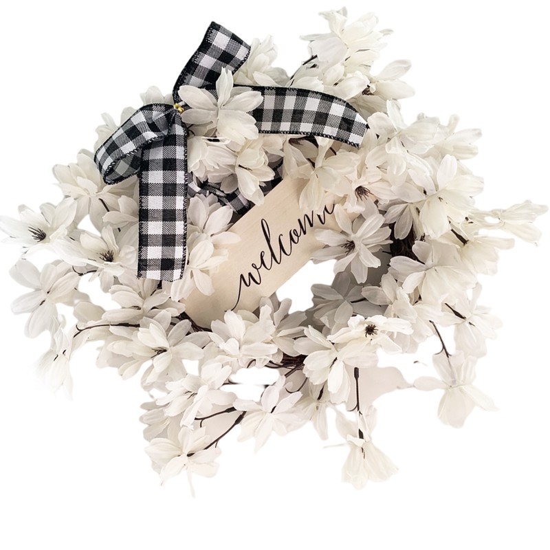 Artificial Flower Wreath White Dogwood Hanging Wreath Welcome Wreath DIY