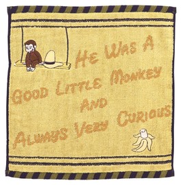 Marushin 4765031100 Mini Towel, Curious George, With Swing, Character, Handkerchief, 100% Cotton, Antibacterial, Odor Resistant, Present, Gift, Birthday