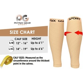 Calf Compression Sleeve Men & Women - Shin Splints Support, Footless Compression Socks for Calf Support, Achilles Tendon Support, Leg Cramps, Varicose Veins, Maternity, Nurses (1 Pair Nude S/M)