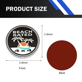 Zikefest Beach Badge Rated Car Emblem, 3D Round Emblem Decals, 4 x 4 Car Badge Decals Stickers, Automotive Exterior Accessories, Compatible with Jeep Wrangler Vehicles Trucks SUV