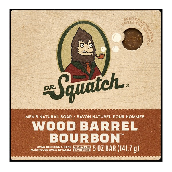 Dr. Squatch Men's Natural Soap Bar Wood Barrel Bourbon 141.7g