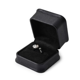 Oirlv Black Ring Box PU Leather Ring Box Ring Storage Box for Wedding Engagement Proposal Anniversary