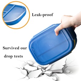 CocoMeiwei Bento Box Adult Lunch Box, Bento Lunch Box with 5 Silicone Cupcake Liners, Leak-proof Bento Lunch Box Containers 3 Tiers 50oz, 6compartments Large Capacity for Working Green