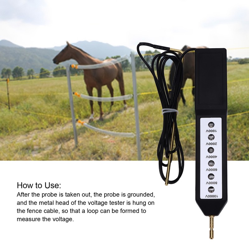 Electric Fence Tester Waterproof Voltage Meter 10KV Portable Tool with