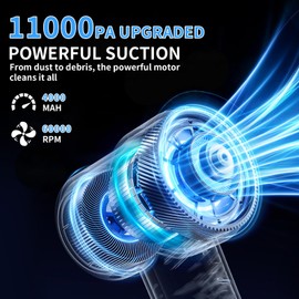 TIDY PALM Handheld Car Vacuum Portable Cordless,6500PA High Power Vacuum Cleaner with Brushless Motor,7 in 1 Mini Hand Held Vacuum Rechargeable AirDuster/Blower for Car,Home,Office,Pet