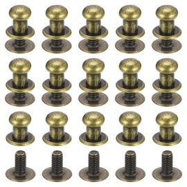 sourcing map 6 mm Ball Head Bolt Rivets Screws Back 15 Pack Round Head Button Nipple Rivets for Crafts Leather Craft Handbag Belt Bronze Tone