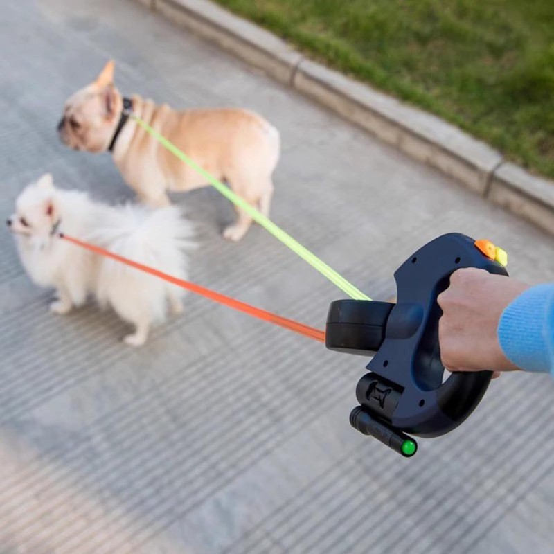 Doble correa de perro retráctil para el pequeño cinturón de