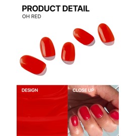 UUUUU. Semi Cured Gel Strips (Solid Color) - 100% Real Gel, Long-Lasting & Easy to Apply & Remove, Works Any UV/LED Lamps - Spring 2025, Nail inspo,Nail Art Stickers (UGN174 Oh Red)