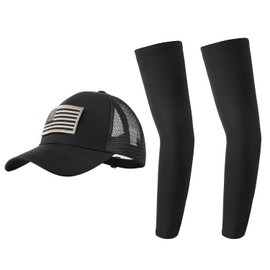 Men Women Camouflage Baseball Cap Camo with Arm Sleeves Unisex Camo Sun Hat Adjustable Outdoor UV Protection Hat Cotton Classic Travel Peak Summer Cap for Sports Camping Fishing Traveling Tennis Golf