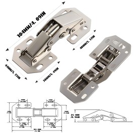 Pack of 4 Screw-On Hinges, Kitchen Cabinet Door Hinges, Without Pot Hole Door Corner Stop and Inner Stop Door Hinges Kitchen Cabinet Wardrobe Cabinet Door Furniture with Screws