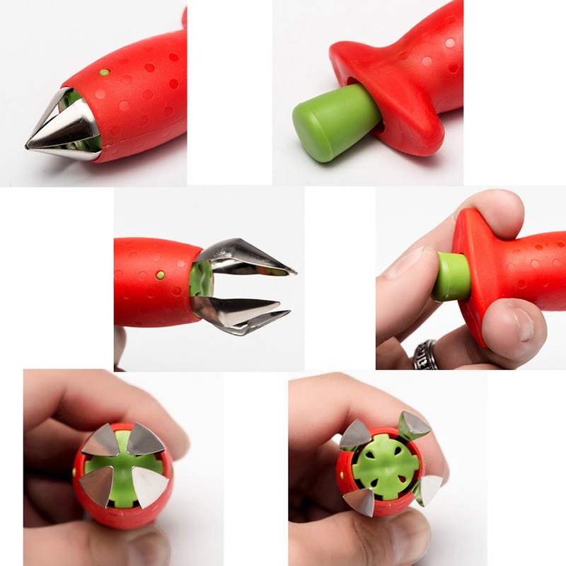 NewFerU Multi Claw Strawberry Huller Stainless Steel Plasitc Fruit Berry