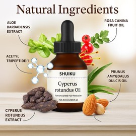 Aceite de Cyperus rotundus, Cyperus, aceite natural 100% puro para reducir el crecimiento del vello corporal (2 PAQUETES)