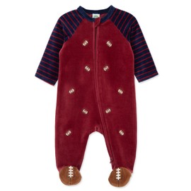 Little Me Clothes for Baby Boys' Football Footie Pajamas, Multicolor, 3 Months
