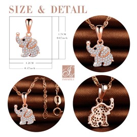 Infinite U 925 Sterling Silver Cubic Zirconia Cute Elephant Pendant Necklace 18" for Girls Kids