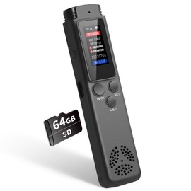 64GB Digital Voice Recorder Voice Activated Recorder for Lectures Meetings, Audio Recorder with Playback, Password, Variable Speed, Tape Recorder USB Charge, MP3