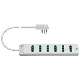 VIMAR Fp00402.C.B Sicury Standard Italiano P11 Mobile Multi-Socket with 6 Outputs, 1.5 m Cable, Flat Connector 2P+T 10, Italian Standard, White