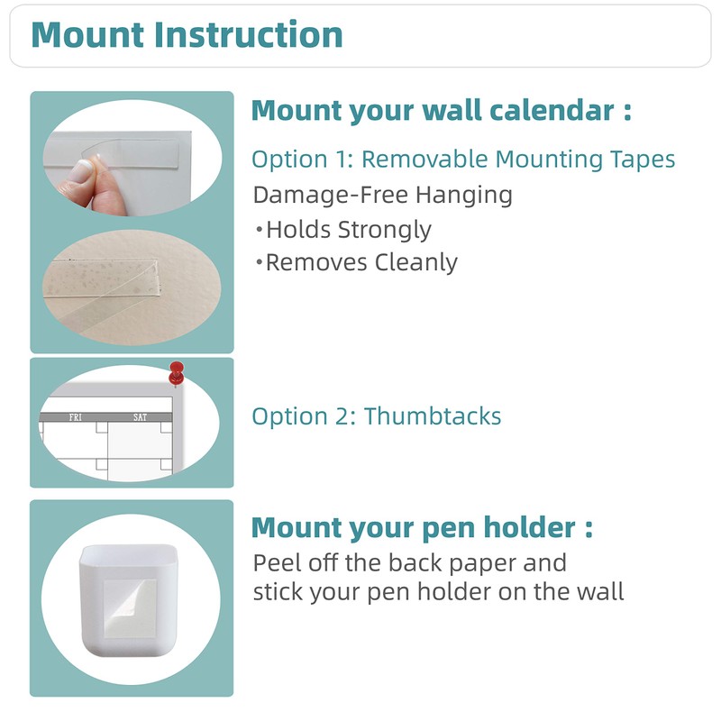 Large Dry Erase Wall Calendar 60" x 38" - Premium
