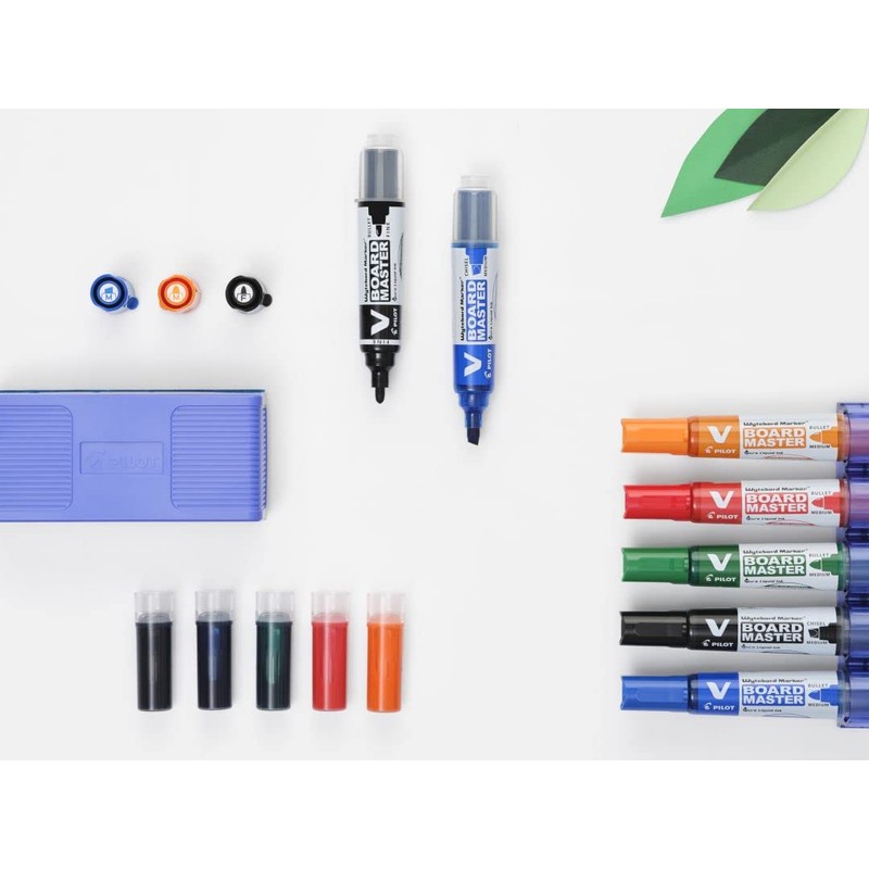 PILOT V-Board Master, Whiteboardmarker mit Rundspitze, 5er Set (Schwarz, Rot,