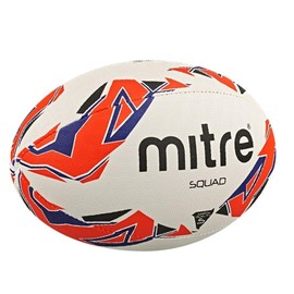 Mitre Rugby Ball | Extra Strong Lining | Full Weight | Hugely Popular, White/Red/Blue, 5