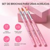 MelodySusie Juego de 3 Pinceles para Uñas Acrílicas (Tallas 8,