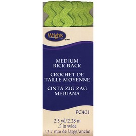 Wrights 1/2 by 2-1/2-Yard Rickrack, Medium, Lime Green