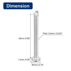 sourcing map 304 Stainless Steel Machine Screws M2 x 25 mm Slotted Drive Binding Head Screw Bolts Pack of 50