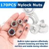 170 PCS Locknut Assortment 7 Sizes Nylock Nuts M3 M4