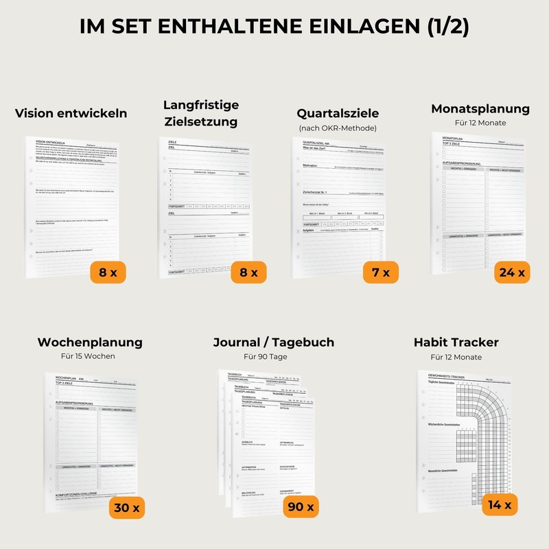 Refillable DIN A5 Ring Binder Planner for More Focus &