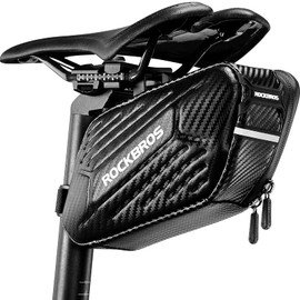 ROCKBROS Bicycle Saddle Bag, Hard Shell Bag, Road Bike, Cycle Bag, Lightweight, Large Capacity, 3.5 gal (1.5 L), Waterproof, Pressure Resistant, Abrasion Resistant, Stylish