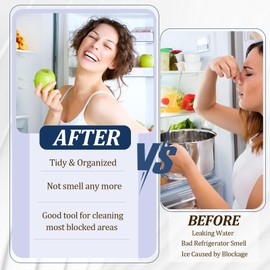 APMGONT 16 Pieces Fridge Drain Hole Cleaning Set, Fridge Cleaning Set, Reusable Cleaning Brush for Fridge with Hose, Syringe, Fridge Brush, Defroster (1.5 Metres)