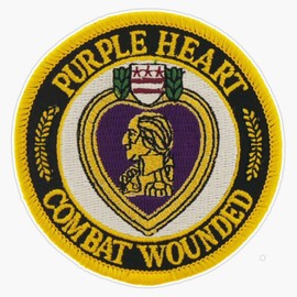 Purple Heart Combat Wounded Award Patch Window Bumper Sticker Decal 5"