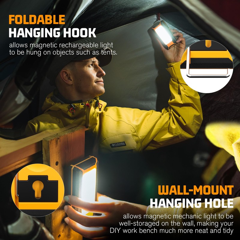 Favorlite 2 Pack 40W 1600LM LED Work Light, Rechargeable Portable