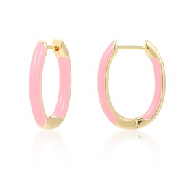 Huggie Hoop Earrings for Women, 18K Gold Plated Colorful Enamel Huggie Earrings Small Hypoallergenic Cute Jewelry Gifts, One Size, Copper, No Gemstone