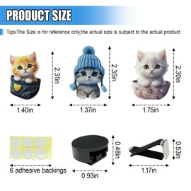 UHANBUT 3PCS Cute Cat Car Air Freshener Vent Clip, 2D Flat Acrylic Auto Air Conditioning Diffuser Outlet Clip, Cartoon Kitty Automotive Interior Decoration Accessories for Women (Yellow/Pink/Blue)
