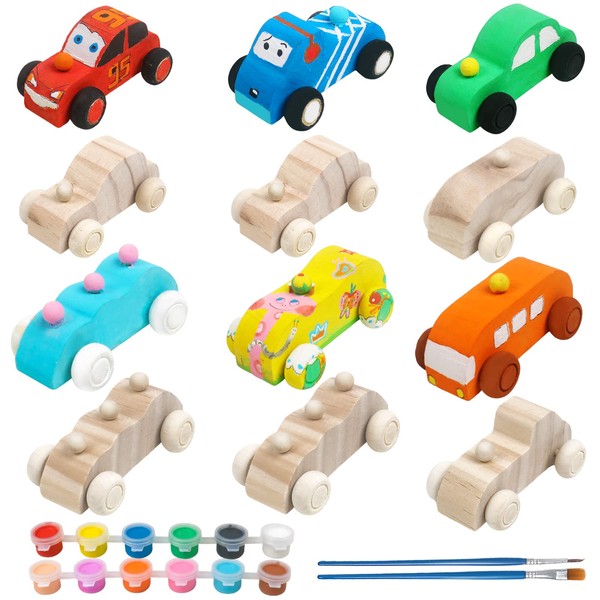 Wooden Cars Unfinished Wood Crafts DIY Craft Wood Kit for