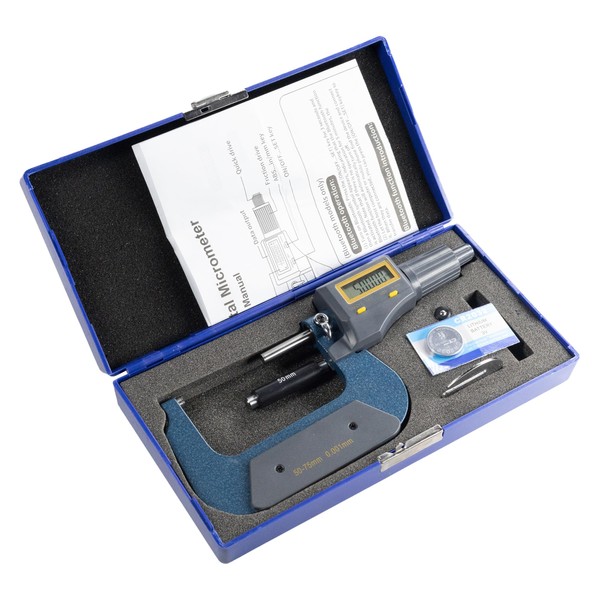 HFS(R) 2-3"/50-75mm Digital Electronic Outside Micrometer, ±0.00012"/0.003mm Accuracy, Inch/Metric, Ball