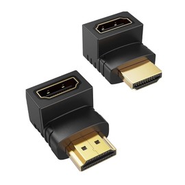 Pencilupnose 2 Pack HDMI to HDMI Adapters, 90 & 270 Degree HDMI Adapter for TV, Projector, Monitor, Male to Female 4K 3D Full HD Gold Plated