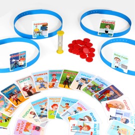 VIZIKN Headbands Game for Kids – Guessing Board Game to Boost Vocabulary, Critical Thinking, and Social Skills – Quick Question Family Game Night for 2–4 Players – Travel-Friendly Fun (Career Theme)