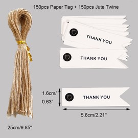 150pcs Premium Gift Tags with String Kraft Gift Tags Hang Tags Thank You Tags for Gifts Arts and Crafts Wedding Holiday (Thankyou)