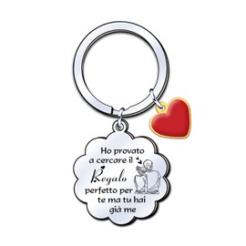 LUODAN Keyring Ideas Gift for Anniversary Keyring Couple Gift Girlfriend Boyfriend Her Him Gift Romantic Couple Keyring Wife Husband Wedding Birthday Silver, Silver / black