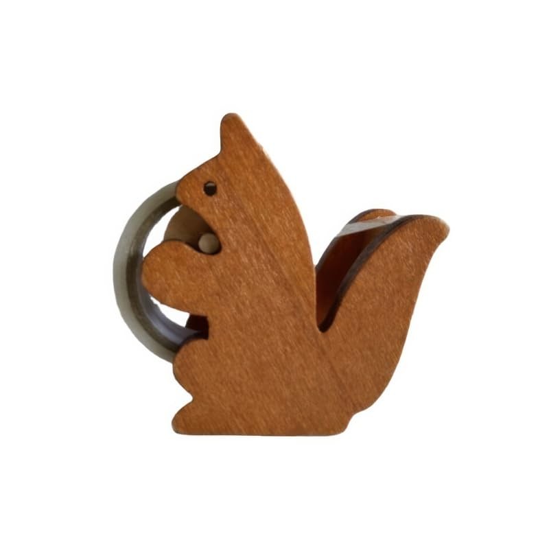 ROLUXENTIA Clear Tape Dispenser - Wooden Squirrel Cute Design for