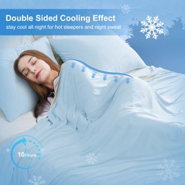 PHF Double Cooling Blanket for Hot Sleepers Queen Size, Arc-Chill Q-Max>0.5 with Double Cooling, Summer Blanket Absorbs Heat to Keep Cool All Night for Night Sweats (Ice Blue, 90''x90'')