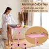 Niuadage Salon Tray on Wheels-Height Adjustable Color Tray-Salon Service Tray-Pink