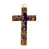 Murano Glass Cross Approx. 14.5 x 9 cm Blue/Gold