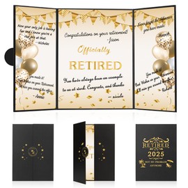 Retirement Party Decorations Black And Gold Happy Retirement Card for Signing Large Guest Book Table Decor Going Away Farewell Coworker Leaving Party Supplies Retired Gifts for Women Men Boss Teacher