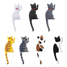 WOVTE Magnetic Hook, Cat Tail, Hook, Set of 7, 3D Cats, Decorative Magnetic Hooks, Strong Magnets, Cute Cats, Cat Goods, Room, Wall Decoration, Entryway, Door, Accessory Hanging, Memo, Bulletin Board,
