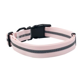 NIMBLE Dog Collar Waterproof Pet Collars Adjustable, Reflective, Durable Flex Poly Coated Nylon Basic Dog Collars 9 Colors in Size S/M/L (Light Pink, Medium (11.81”-18.5”inches))