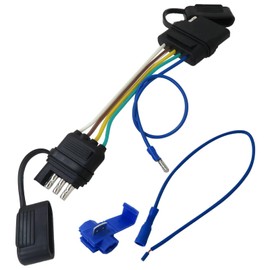 JRSHOME [Upgrade] 5-Way Flat Trailer Plug, 4-Way Flat Vehicle Socket, Electrical Wiring Adapter Converter