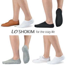 LO SHOKIM No Show Socks Men 8 Pairs Cotton Low Cut Socks Breathable Non Slip Invisible Socks (A-3black+3white+2grey,Size 6-9)